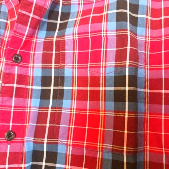 American Eagle Red Blue Plaid Check Cotton American Button Down. Size XL - Picture 3 of 6